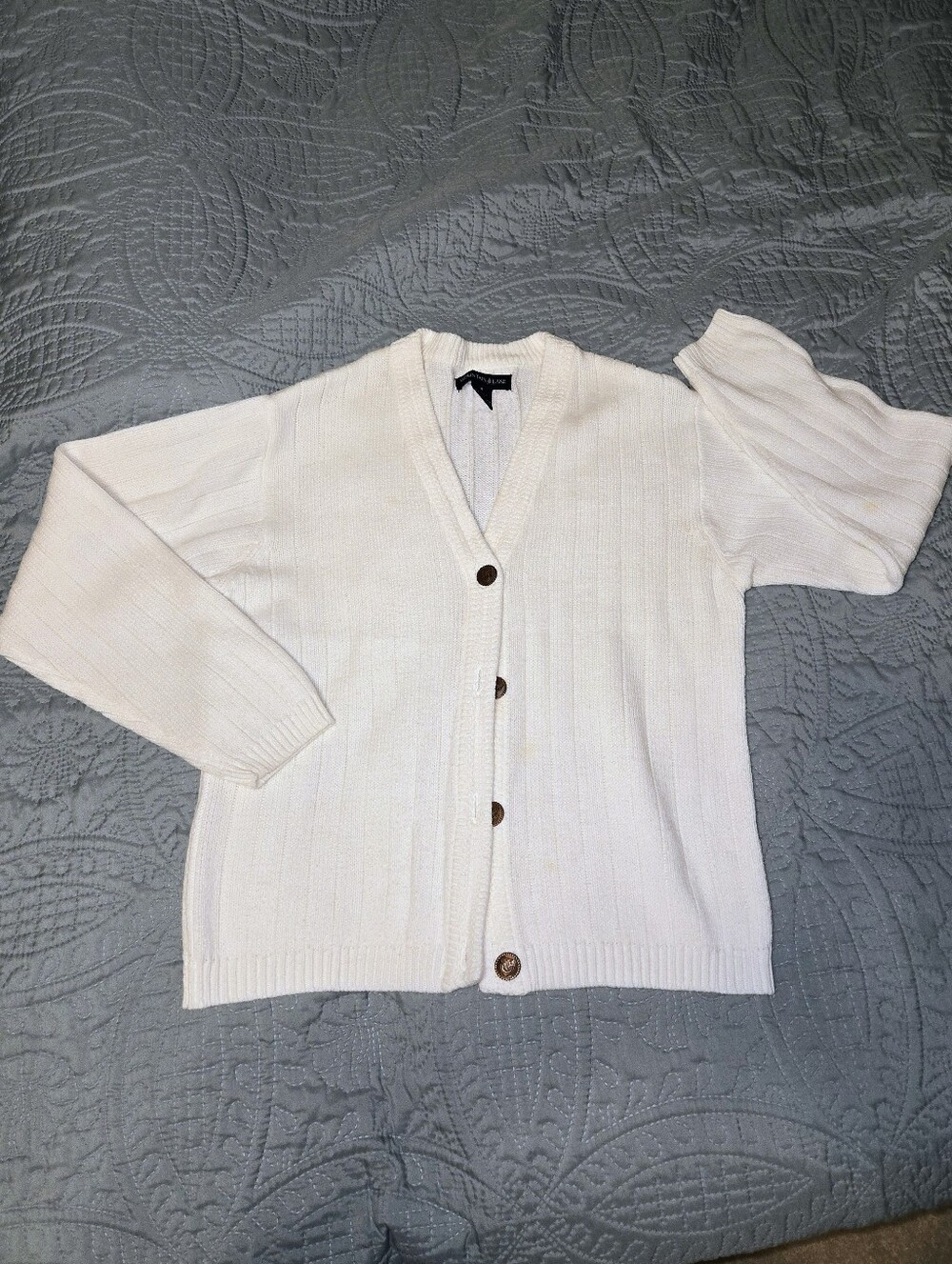 Mountain Lake Men's M Cream Button-Front Cardigan Sweater